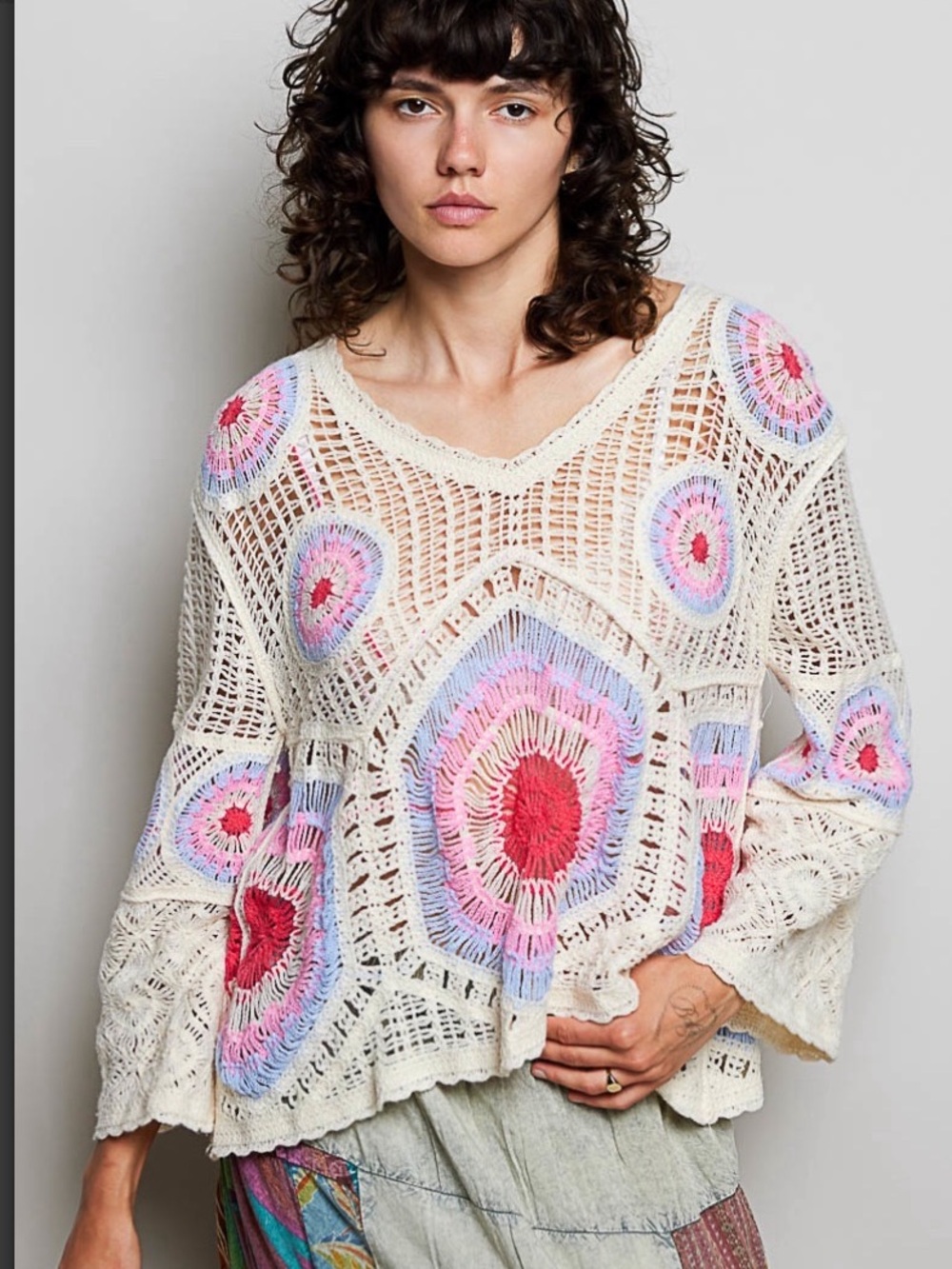 377 ❤️POL one size crochet sweater